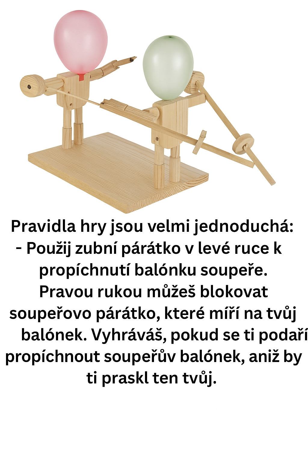 Balónkový duel – ručně vyráběná šermířská hra ze dřeva