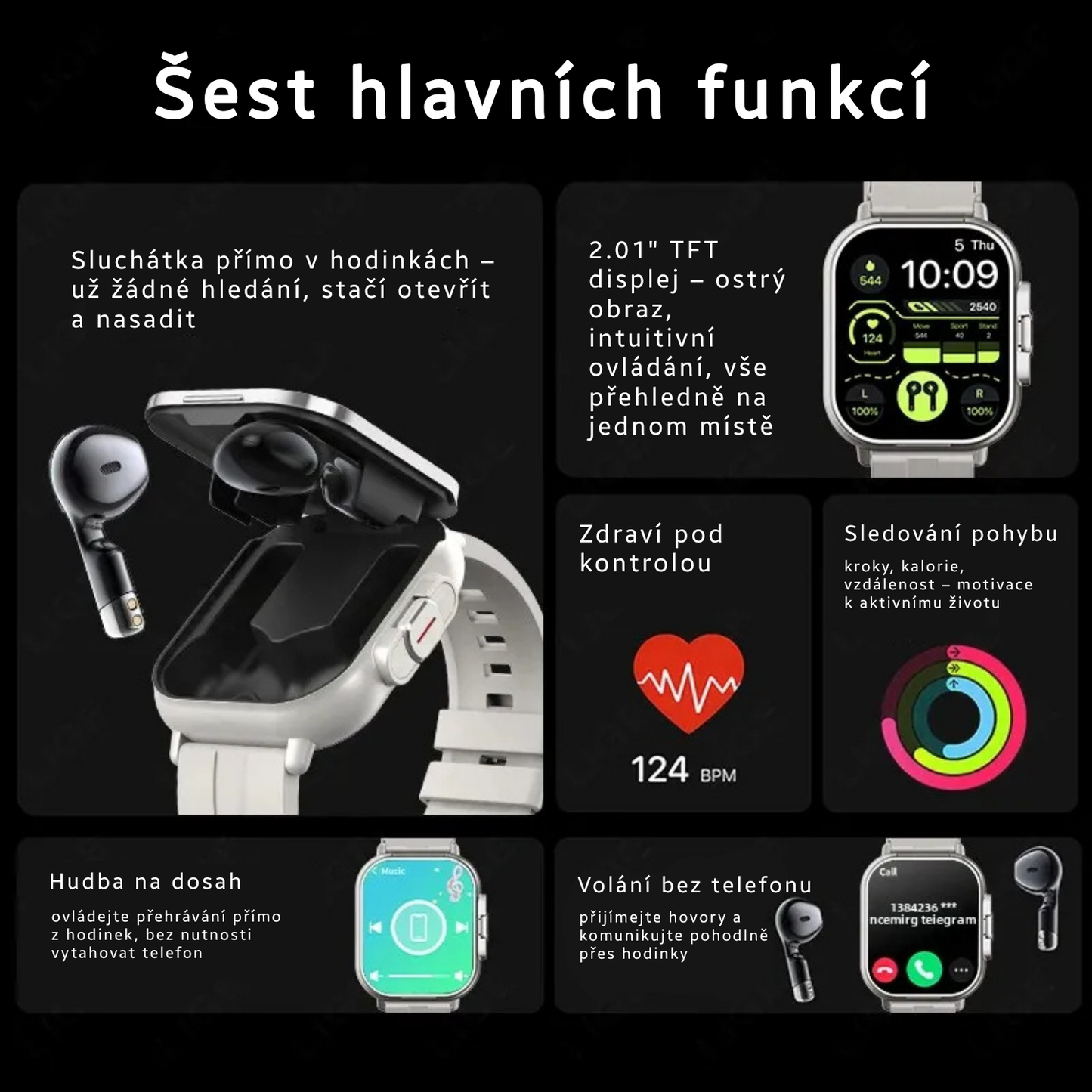 Chytré hodinky s bezdrátovými sluchátky