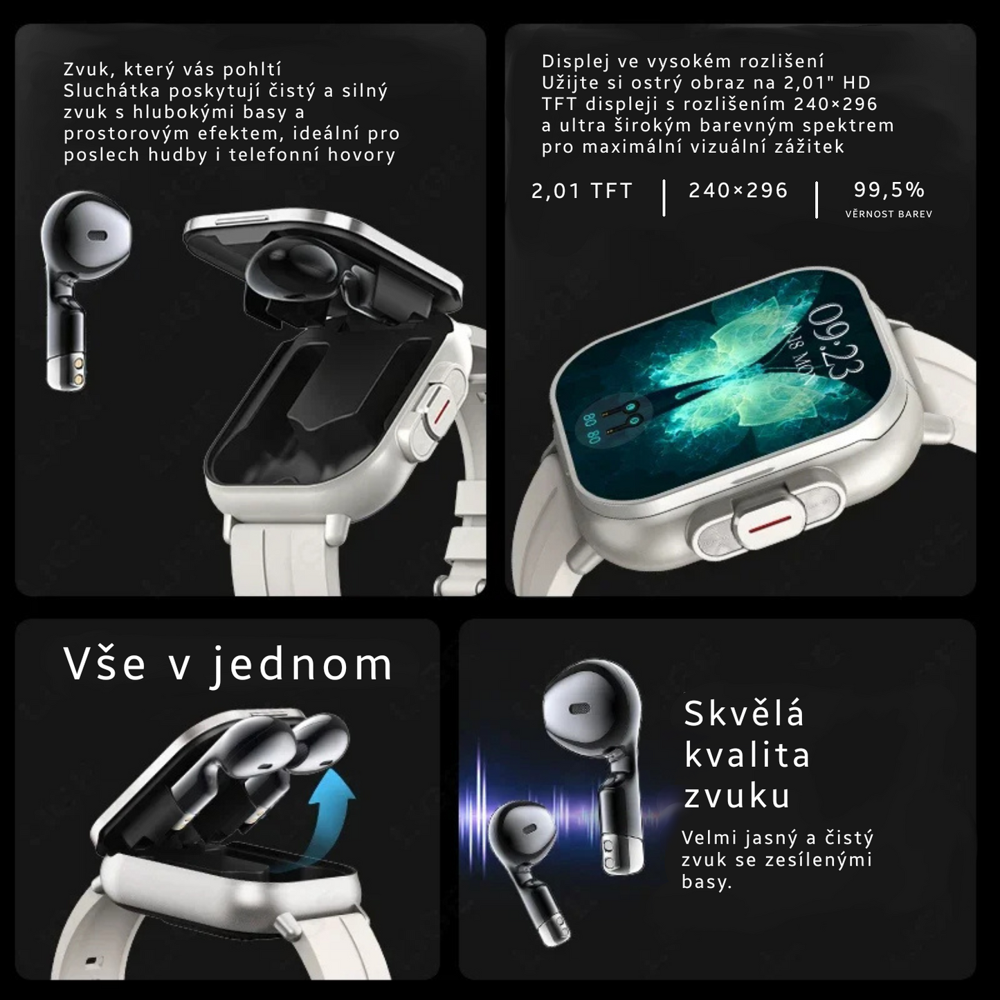 Chytré hodinky s bezdrátovými sluchátky